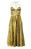 ERDEM WOMEN'S REA DRESS EMBROIDERED SATIN MIDI DRESS