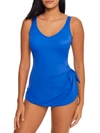 Roxanne Solids V-neck Sarong One-piece In Sapphire Beam