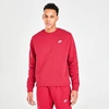 Nike Sportswear Club Fleece Crewneck Sweatshirt In Pomegranate/white