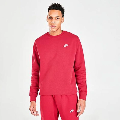 Nike Sportswear Club Fleece Crewneck Sweatshirt In Pomegranate/white