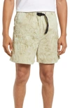 John Elliott Belted Tie-dyed Crinkled-shell Shorts In Moss