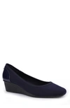 Anne Klein Malani Wedge Square Toe Pump In Navy