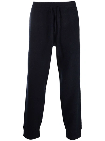 Vince Solid-color Knit Track Trousers In Blue