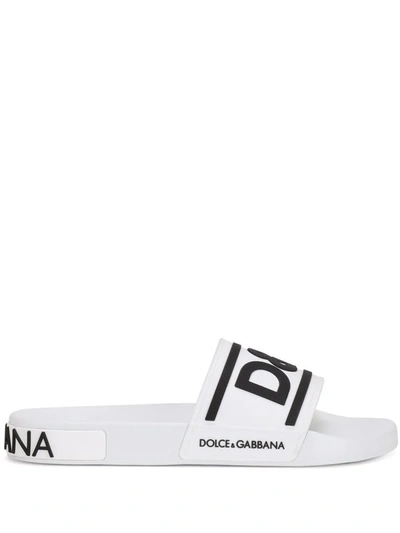 Dolce & Gabbana Logo-strap Slides In White