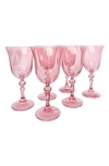 ESTELLE COLORED GLASS ESTELLE COLORED GLASS SET OF 6 REGAL GOBLETS