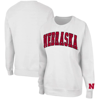 Colosseum White Nebraska Huskers Campanile Pullover Sweatshirt