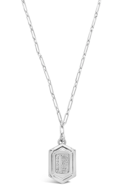 Sterling Forever Rhodium Plated Hexagon Tag Initial Pendant Necklace In Silver-l