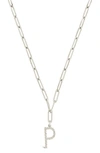 Sterling Forever Rhodium Plated Braided Initial Pendant Necklace In Silver-p