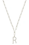 Sterling Forever Rhodium Plated Braided Initial Pendant Necklace In Silver-r