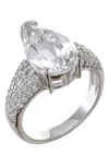Cz By Kenneth Jay Lane Pear Cut Cz Pavé Band Ring In Clear/gold