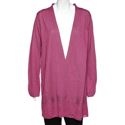 Pre-owned M Missoni Purple Patterned Knit Open Front Cardigan Xl