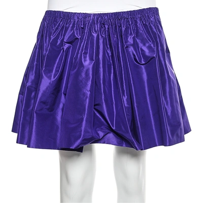 Pre-owned Miu Miu Purple Silk Gathered Mini Skirt S