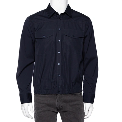 Pre-owned Neil Barrett Navy Blue Cotton Loose Blouson Fit Button Front Shirt M