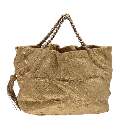 Pre-owned Chanel Gold Quilted Leather Ca D'oro Tote