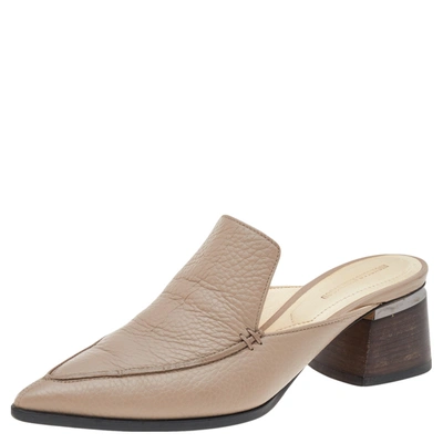Pre-owned Nicholas Kirkwood Beige Leather Beya Pointed Toe Loafers Size 38.5
