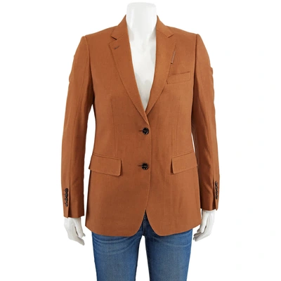 Burberry Wool Silk Cotton Blazer Jacket In Rust