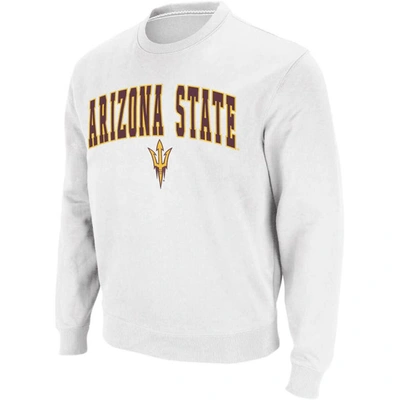 Colosseum Men's  White Arizona State Sun Devils Arch & Logo Crew Neck Sweatshirt