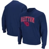 Colosseum Men's  Navy Dayton Flyers Arch And Logo Tackle Twill Pullover Sweatshirt In Navy