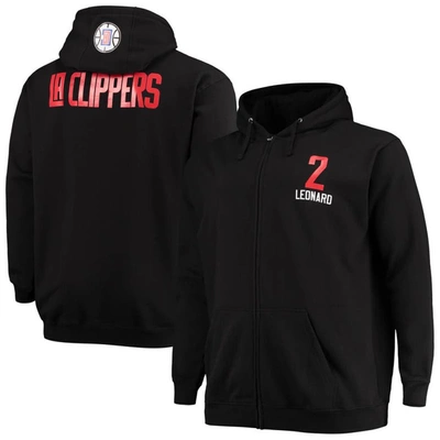 Fanatics Men's Kawhi Leonard Black La Clippers Big And Tall Player Name And Number Full-zip Hoodie Jacket