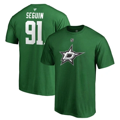 Fanatics Men's Tyler Seguin Kelly Green Dallas Stars Team Authentic Stack Name And Number T-shirt