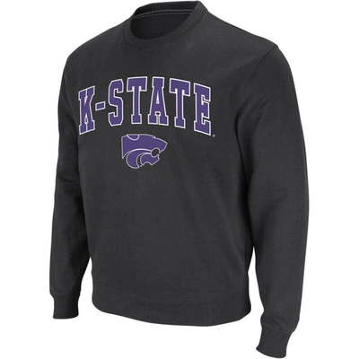 Colosseum Men's  Charcoal Kansas State Wildcats Arch And Logo Crew Neck Sweatshirt