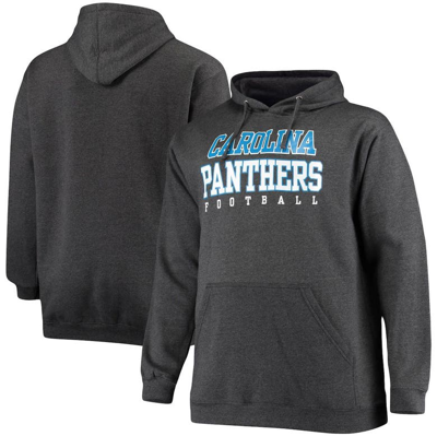 Fanatics Men's Big And Tall Heathered Charcoal Carolina Panthers Practice Pullover Hoodie In Heather Charcoal