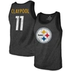 MAJESTIC MAJESTIC THREADS CHASE CLAYPOOL HEATHERED BLACK PITTSBURGH STEELERS NAME & NUMBER TRI-BLEND TANK TOP