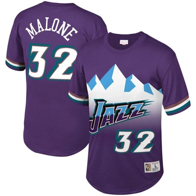 Mitchell & Ness Men's Karl Malone Purple Utah Jazz Mesh T-shirt