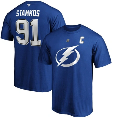 Fanatics Men's Steven Stamkos Blue Tampa Bay Lightning Team Authentic Stack Name And Number T-shirt