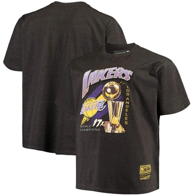MITCHELL & NESS MITCHELL & NESS HEATHERED CHARCOAL LOS ANGELES LAKERS BIG & TALL 17X TROPHY T-SHIRT