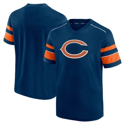 Fanatics Men's Navy Chicago Bears Textured Hashmark V-neck T-shirt