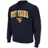 Colosseum Men's Navy West Virginia Mountaineers Arch Logo Crew Neck Sweatshirt In Navy