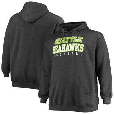 Fanatics Men's Big And Tall Heathered Charcoal Seattle Seahawks Practice Pullover Hoodie In Heather Charcoal