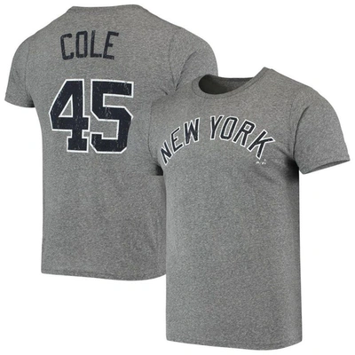 Majestic Men's Gerrit Cole Heathered Gray New York Yankees Name Number Tri-blend T-shirt In Heather Gray