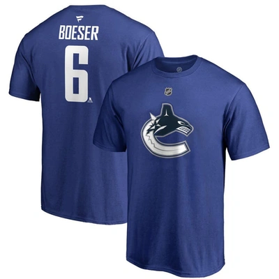 Fanatics Men's Brock Boeser Blue Vancouver Canucks Team Authentic Stack Name And Number T-shirt