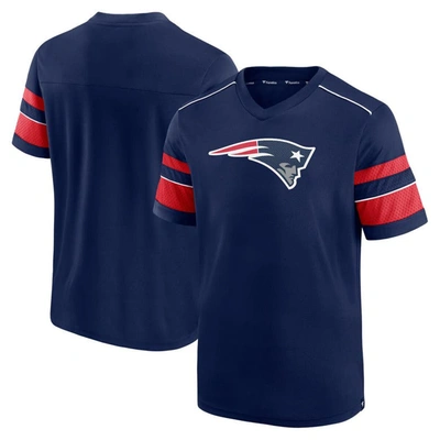 Fanatics Men's Navy New England Patriots Textured Hashmark V-neck T-shirt