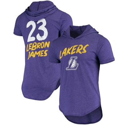 Fanatics Men's Lebron James Heathered Purple Los Angeles Lakers Hoodie Tri-blend T-shirt