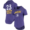 Fanatics Men's Lebron James Heathered Purple Los Angeles Lakers Hoodie Tri-blend T-shirt In Purple