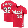 MITCHELL & NESS MITCHELL & NESS BILL WALTON RED PORTLAND TRAIL BLAZERS HARDWOOD CLASSICS PLAYER NAME & NUMBER T-SHIR