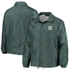 DUNBROOKE GREEN GREEN BAY PACKERS COACHES CLASSIC RAGLAN FULL-SNAP WINDBREAKER JACKET