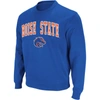 Colosseum Men's Boise State Broncos Arch And Logo Tackle Twill Pullover Sweatshirt In Royal