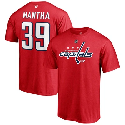 Fanatics Men's Anthony Mantha Red Washington Capitals Authentic Stack Name And Number T-shirt