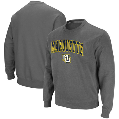 Colosseum Men's Charcoal Marquette Golden Eagles Arch Logo Tackle Twill Pullover Sweatshirt