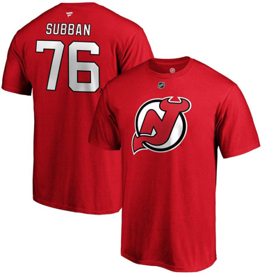 Fanatics Men's P.k. Subban Red New Jersey Devils Authentic Stack Name And Number T-shirt