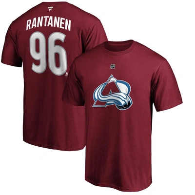Fanatics Men's Mikko Rantanen Burgundy Colorado Avalanche Team Authentic Stack Name And Number T-shirt