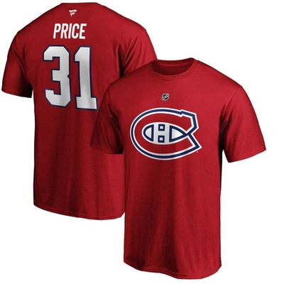 Fanatics Men's Carey Price Big And Tall Red Montreal Canadiens Team Authentic Stack Name And Number T-shirt