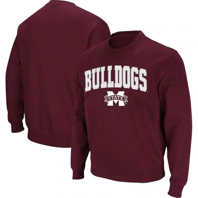 Colosseum Men's Maroon Mississippi State Bulldogs Arch Logo Tackle Twill Pullover Sweatshirt