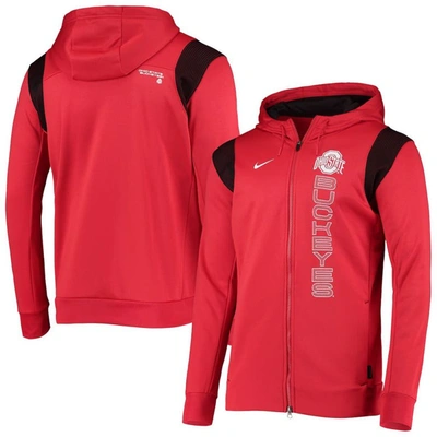 Nike Men's Ohio State Buckeyes 2021 Sideline Performance Full-zip Hoodie In Scarlet