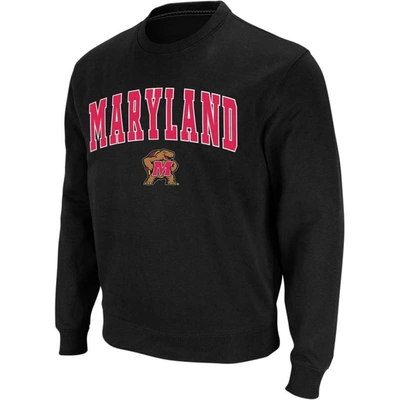 Colosseum Men's Black Maryland Terrapins Arch Logo Crew Neck Sweatshirt