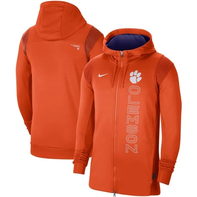 Nike Orange Clemson Tigers 2021 Sideline Performance Full-zip Hoodie